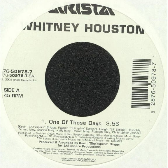 Whitney Houston - One Of Those Days - 7"