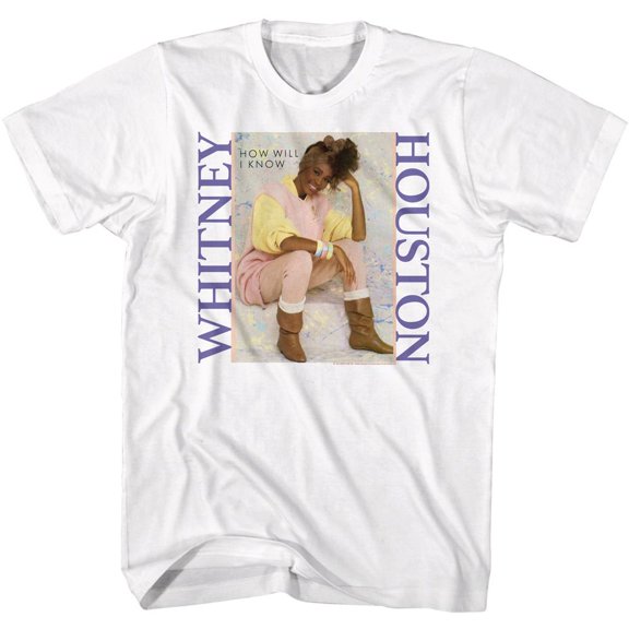Whitney Houston Pastel How Will I Know White Adult T-Shirt L