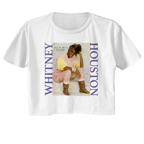 Whitney Houston Pastel How Will I Know White Women's Festival Cali Crop T-Shirt