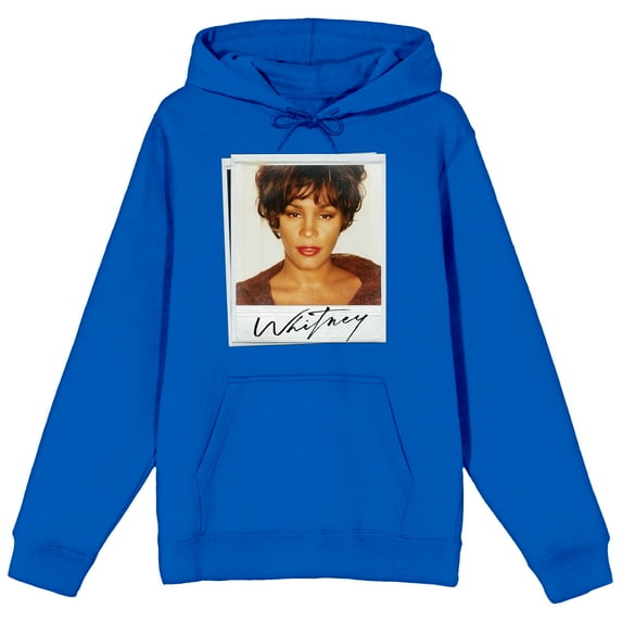 Whitney Houston Photo Art Long Sleeve Royal Blue Men's Hooded Sweatshirt-Medium