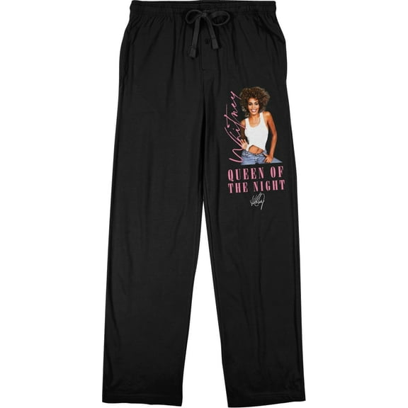 Whitney Houston Queen of the Night Men's Black Graphic Sleep Pajama Pants-Medium