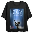 thumbnail image 1 of Whitney Houston Singing Photo Crew Neck Short Sleeve Women's Black BF Crop Top-Large, 1 of 3