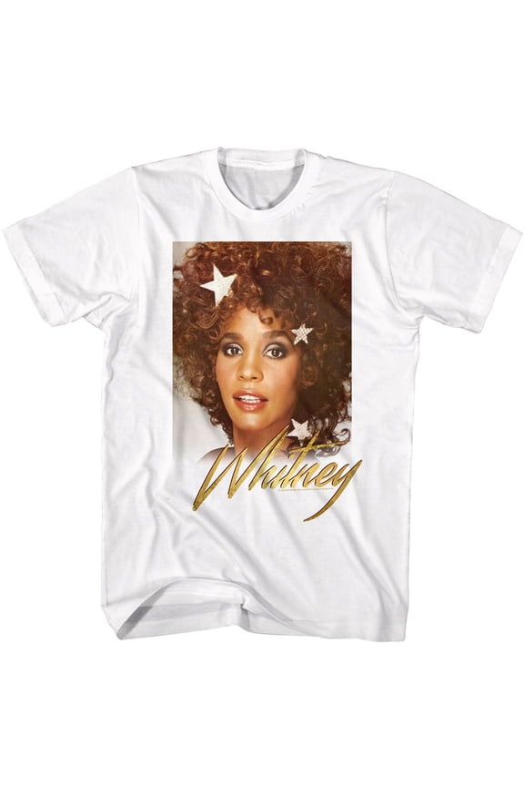 Whitney Houston Stars And Shine White Adult T-Shirt M