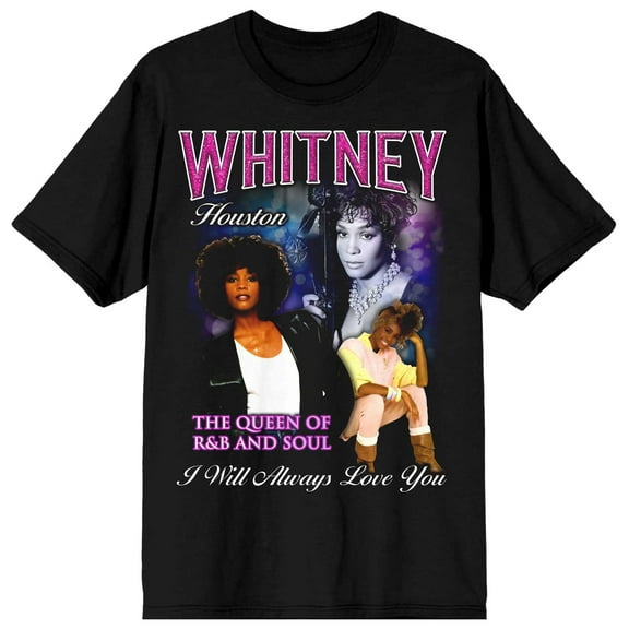 Whitney Houston The Queen Screen Print Men's Black T-shirt-6XL