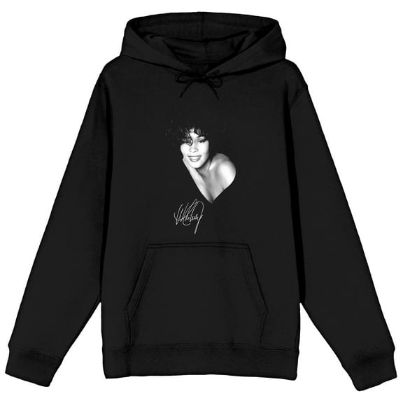 Whitney Houston The Voice Adult Black Graphic Hoodie-Large