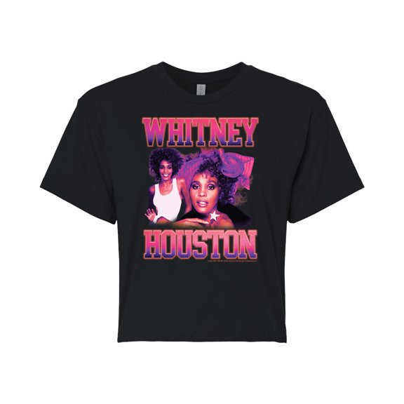 Whitney Houston - Vintage Whitney - Juniors Cropped Cotton Blend T-Shirt