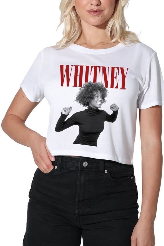 Whitney Houston Wanna Dance Women's Crop Top T-Shirt, White, Medium