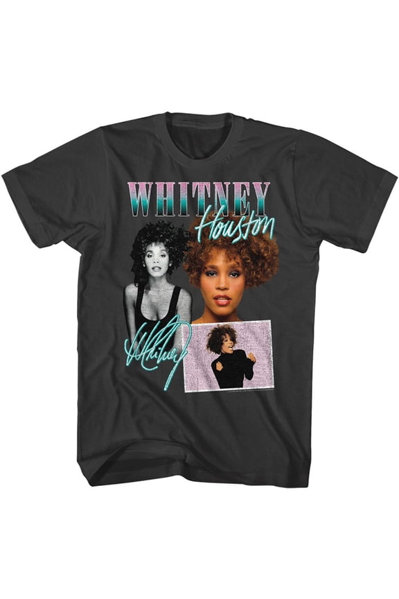 Whitney Houston Whitney Collage Smoke Adult T-Shirt