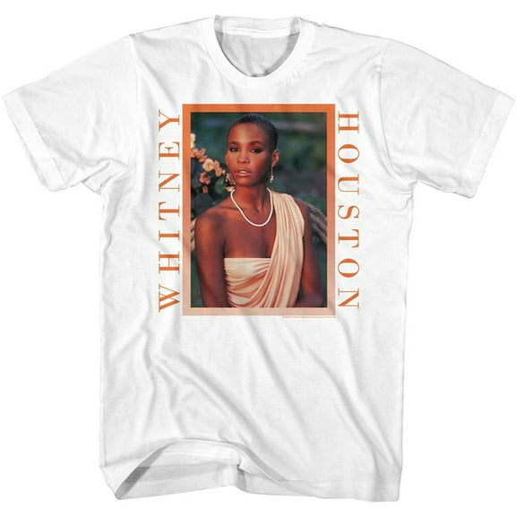 Whitney Houston Whitney Peachy Border White Adult T-Shirt