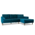 thumbnail image 1 of Whitney Mid Century Modern Tufted Teal Velvet Right-Facing Sectional Sofa, 1 of 5