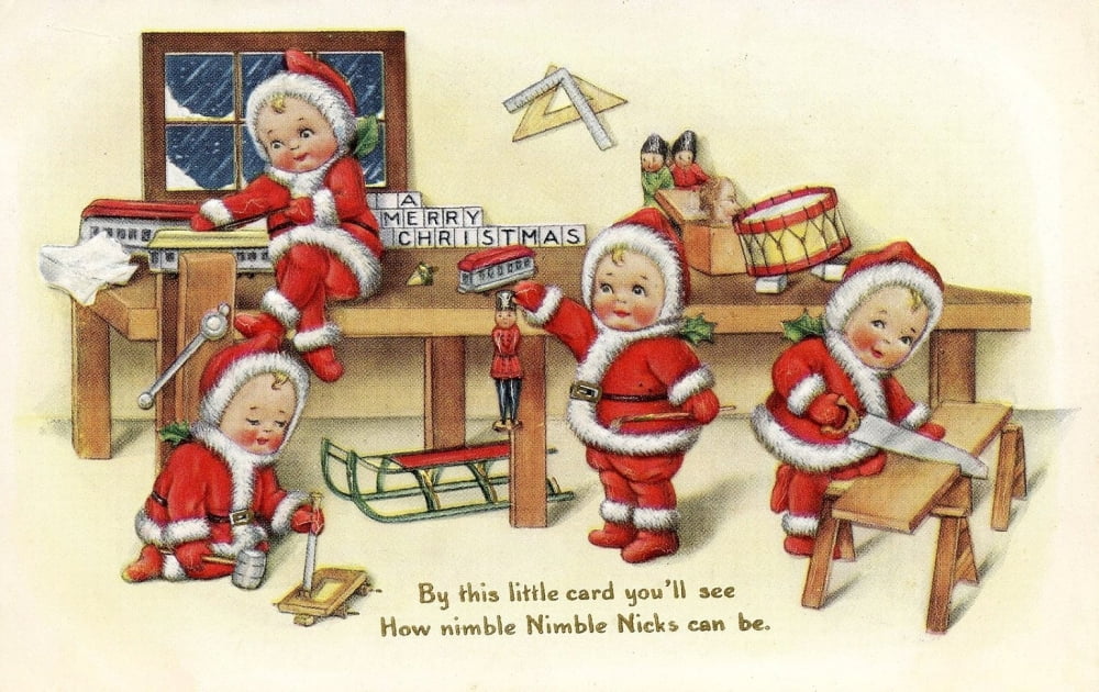 Whitney Publishing Co Nimble Nicks c1915-20 By this little card youll see Canvas Art - (24 x 36)