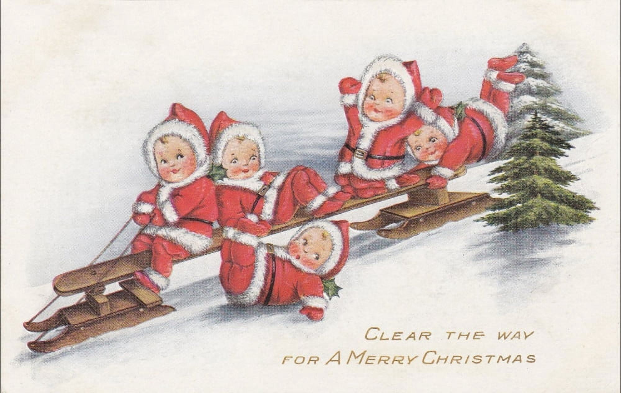 Whitney Publishing Co Nimble Nicks c1915-20 Clear the way for a Merry Christmas Canvas Art - (18 x 24)
