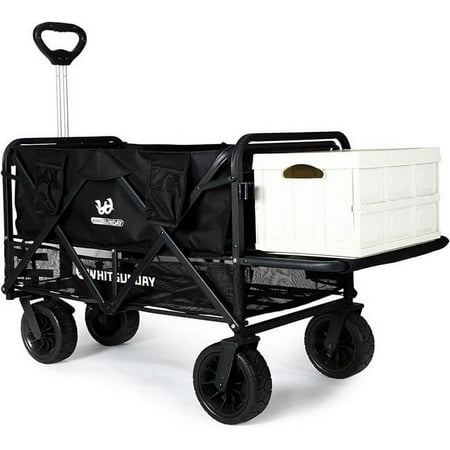 Whitsunday Double-Blk Collapsible Double Decker Wagon with Tailgate & All-Terrain Wheels, Black