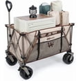 thumbnail image 1 of Whitsunday Heavy Duty Collapsible Wagon Cart, 380lb Load-Bearing Utility Wagon Cart with Big All Terrain Wheels, Folding Outdoor Wagon with Side Pocket for Beach, Camping, Outdoor Beige, 1 of 7