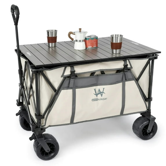 Whitsunday Moko Large Folding Wagon Cart with Aluminum Table Plate
