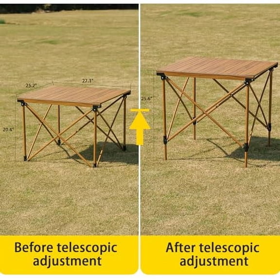 Whitsunday Outdoor Folding Table, 20.4-25.6" Height Adjustment Camping Portable Table for Camping,Picnic,Park,Beach
