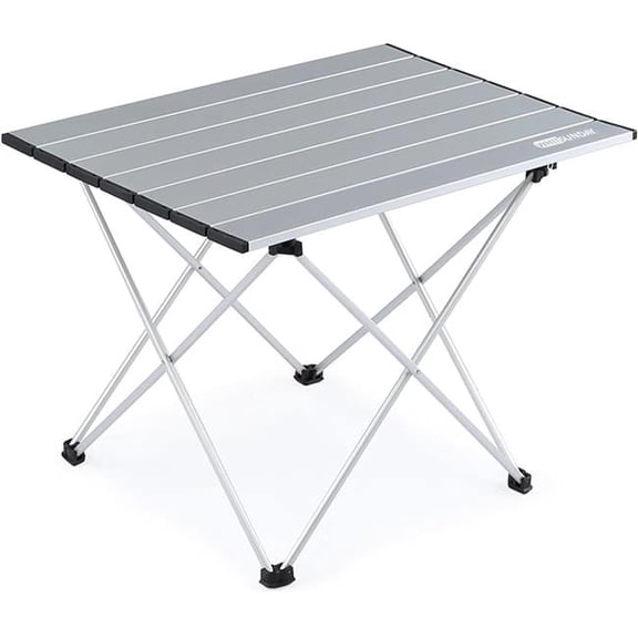 Whitsunday Outdoor Ultralight Portable Camping Side Table, Silver - Large