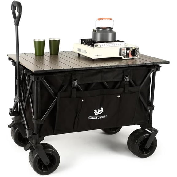 Whitsunday WG2-074PLUS-TB-BLK Moko Compact Plus Outdoor Camping Garden Folding Heavy Duty Wagon Cart, Black