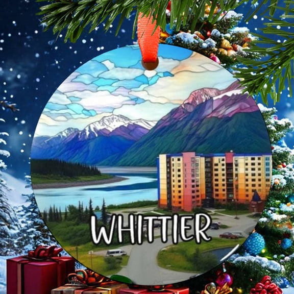 Whittier Alaska Christmas Ornament, Ceramic, Acrylic - Hawaii Travel Souvenir, Seasonal Tree, Memento 2025, Jetsetter Gift, Edition, Holiday Tree Decoration