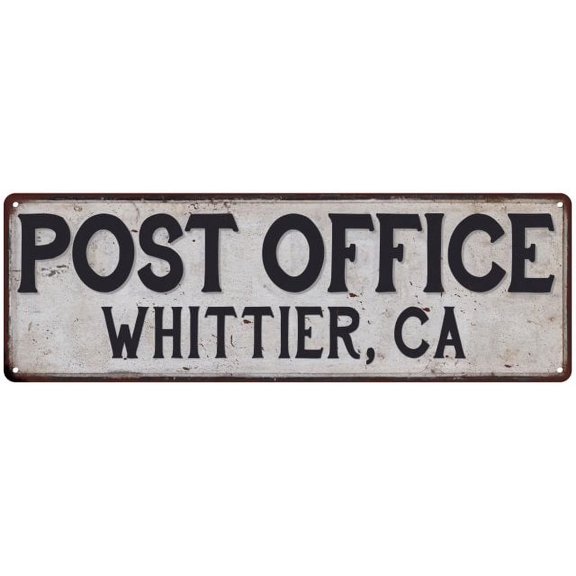 Whittier, Ca Post Office Metal Sign Vintage 8x24 108240011359