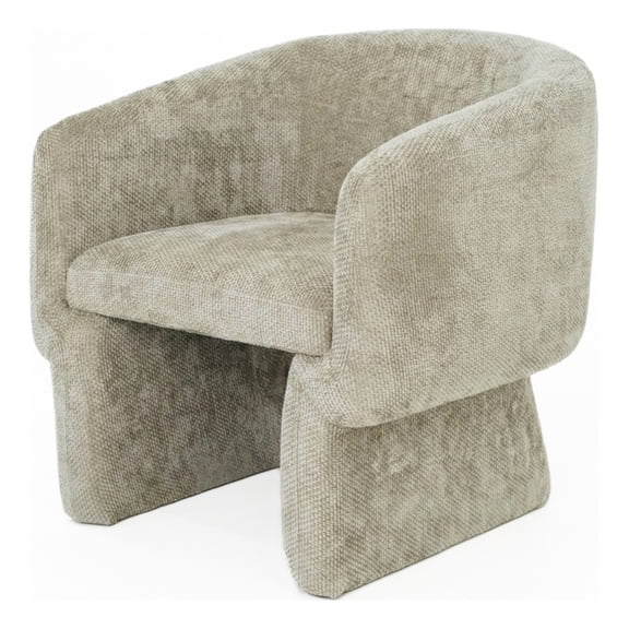 Whittier Contemporary Curved Back Soft Brown Fabric Chenille Lounge Chair