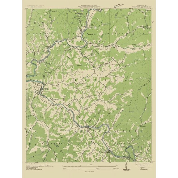 Whittier North Carolina Quad - USGS 1935 Poster Print by USGS USGS (24 x 36) # NCWH0001