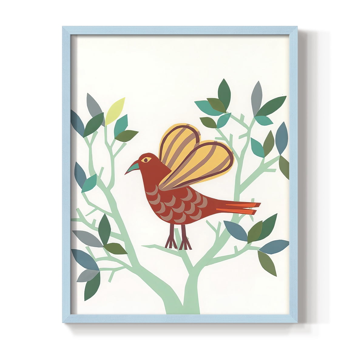 Whitty Bird I Framed Print in Blue Solid Wood 8 x 10 Framed Print