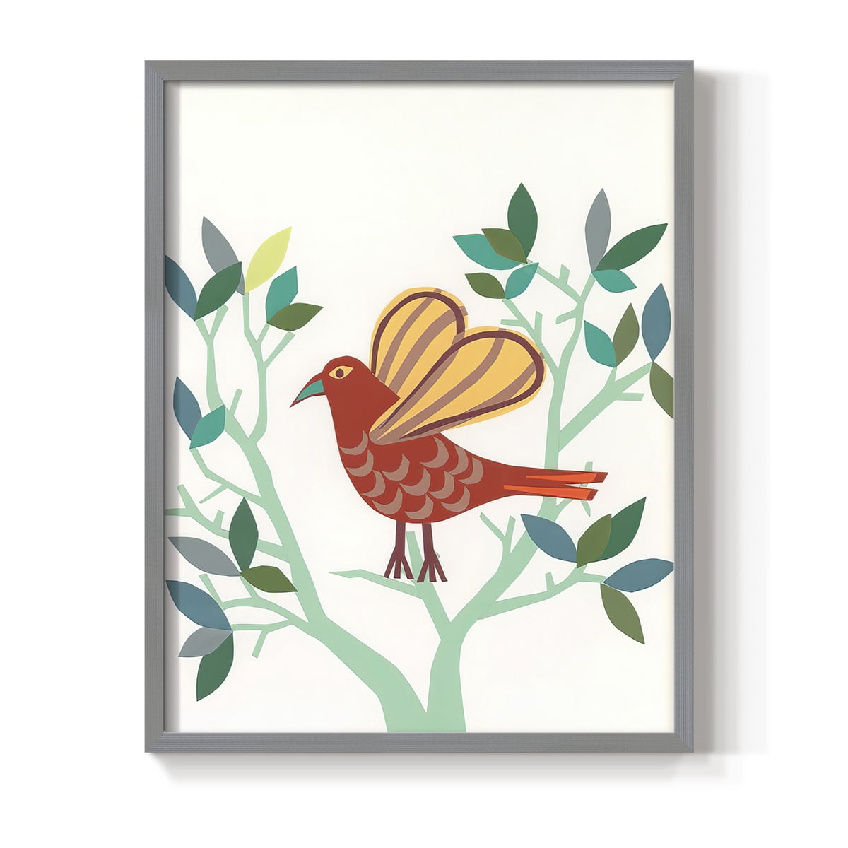 Whitty Bird I Framed Print in Gray Solid Wood 16 x 20 Framed Print