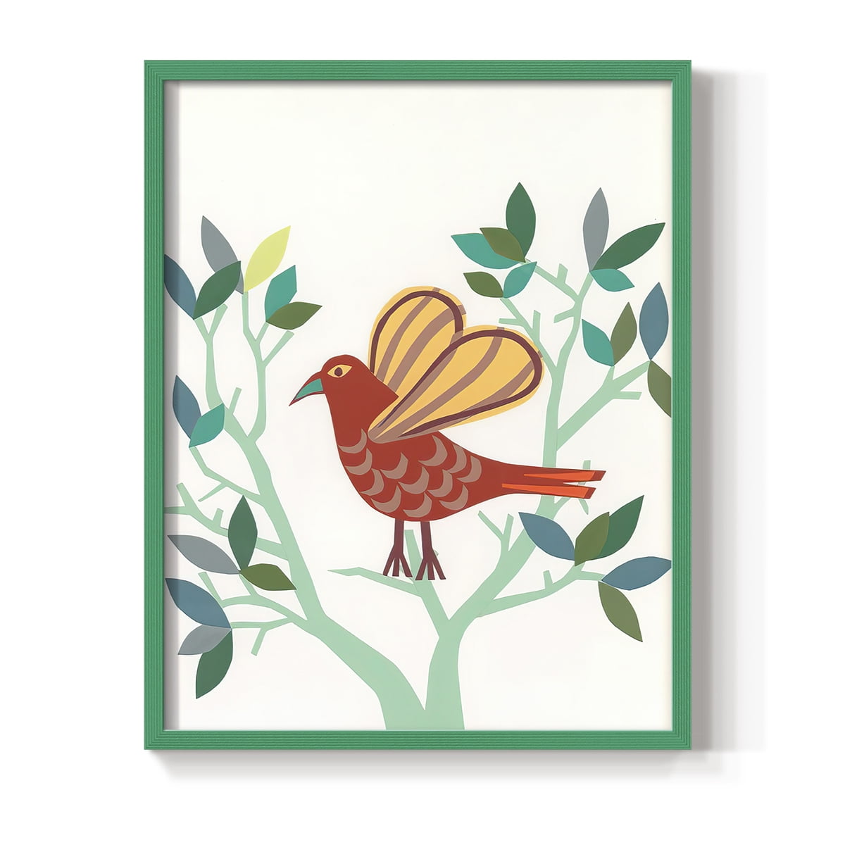 Whitty Bird I Framed Print in Green Solid Wood 11 x 14 Framed Print