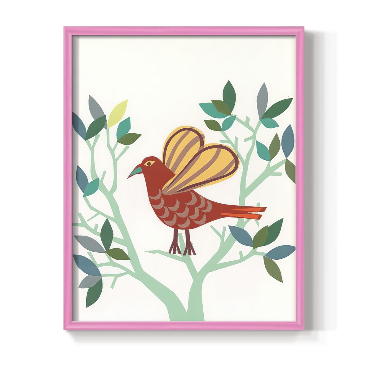 Whitty Bird I Framed Print in Pink Solid Wood 11 x 14 Framed Print