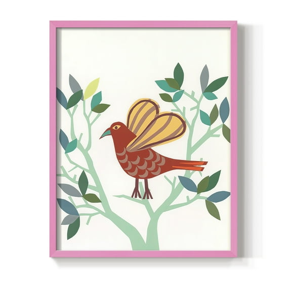 Whitty Bird I Framed Print in Pink Solid Wood 8 x 10 Framed Print
