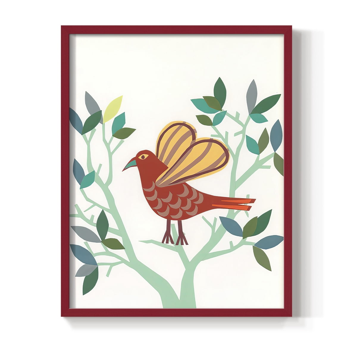 Whitty Bird I Framed Print in Red Solid Wood 8 x 10 Framed Print