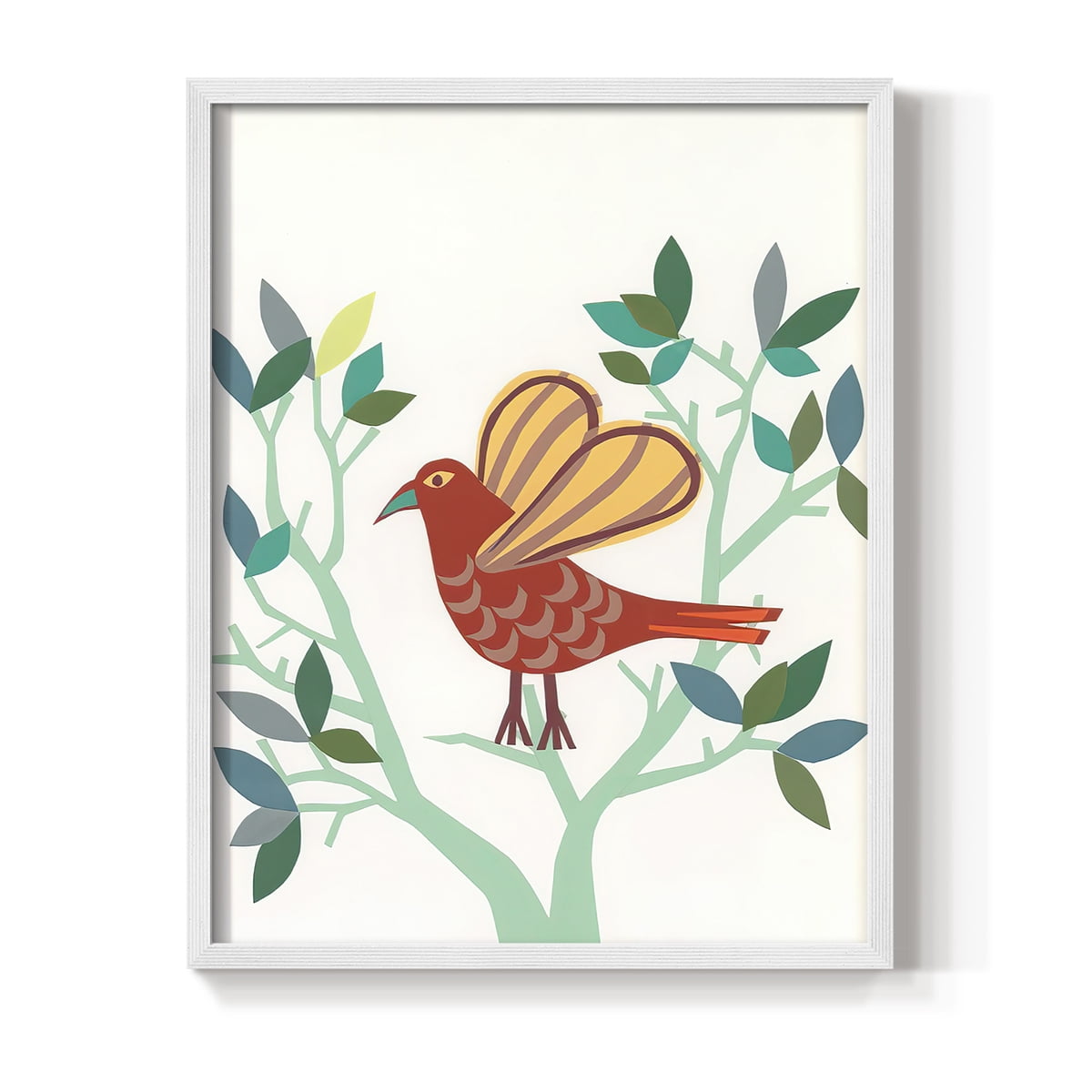 Whitty Bird I Framed Print in White Solid Wood 8 x 10 Framed Print