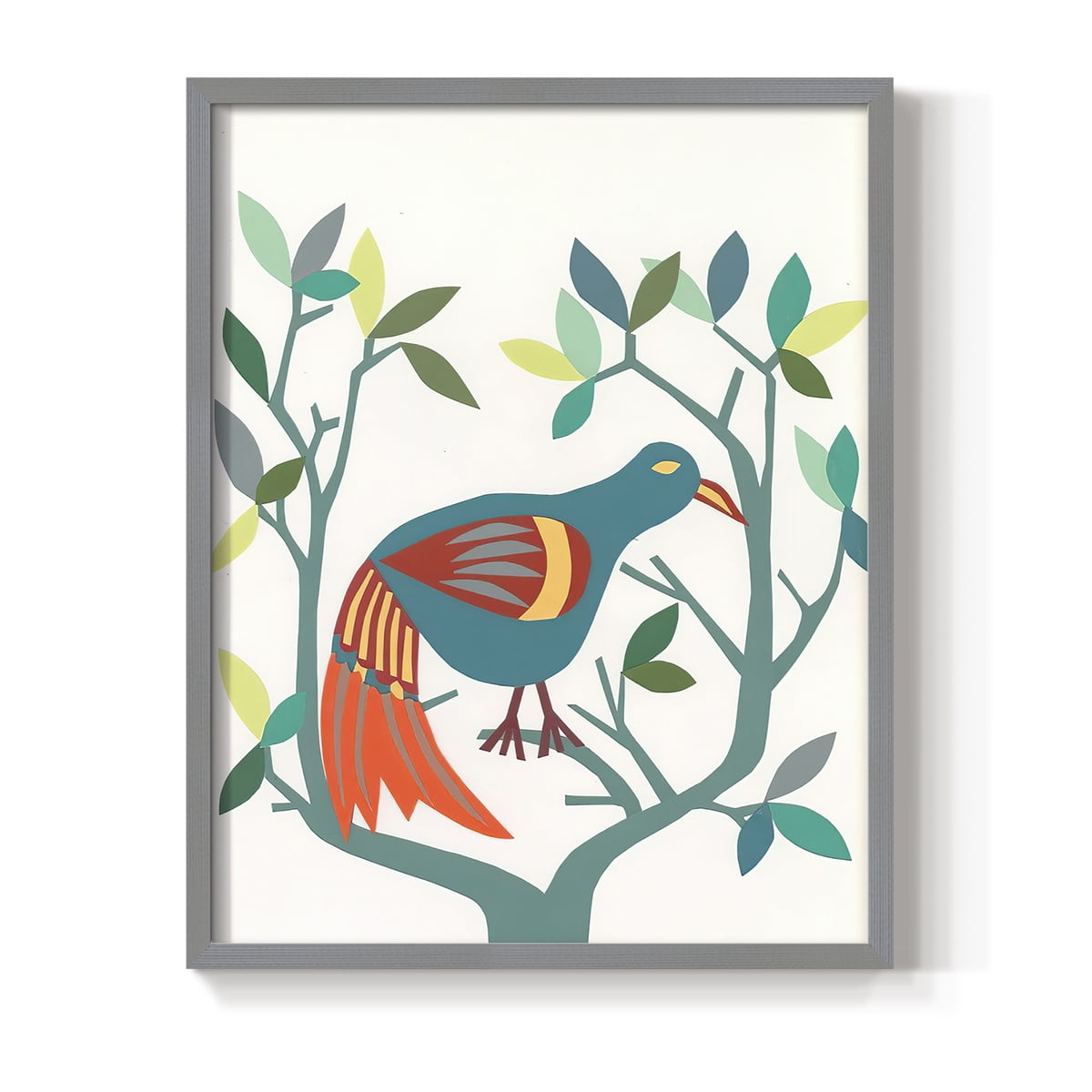 Whitty Bird II Framed Print in Gray Solid Wood 22 x 28 Framed Print