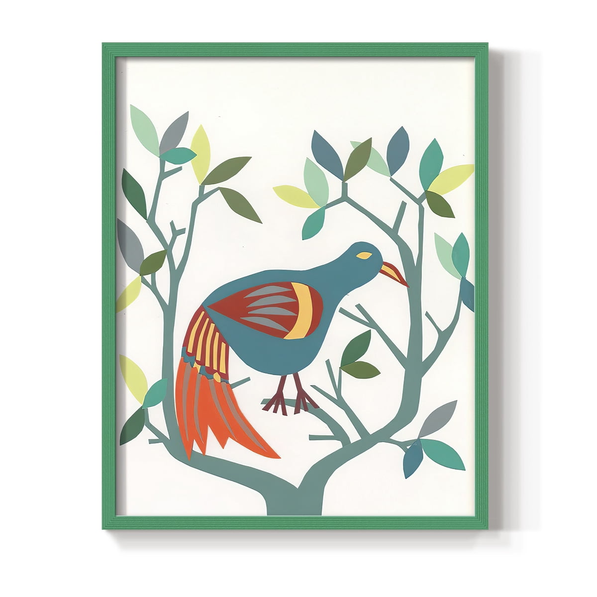 Whitty Bird II Framed Print in Green Solid Wood 11 x 14 Framed Print