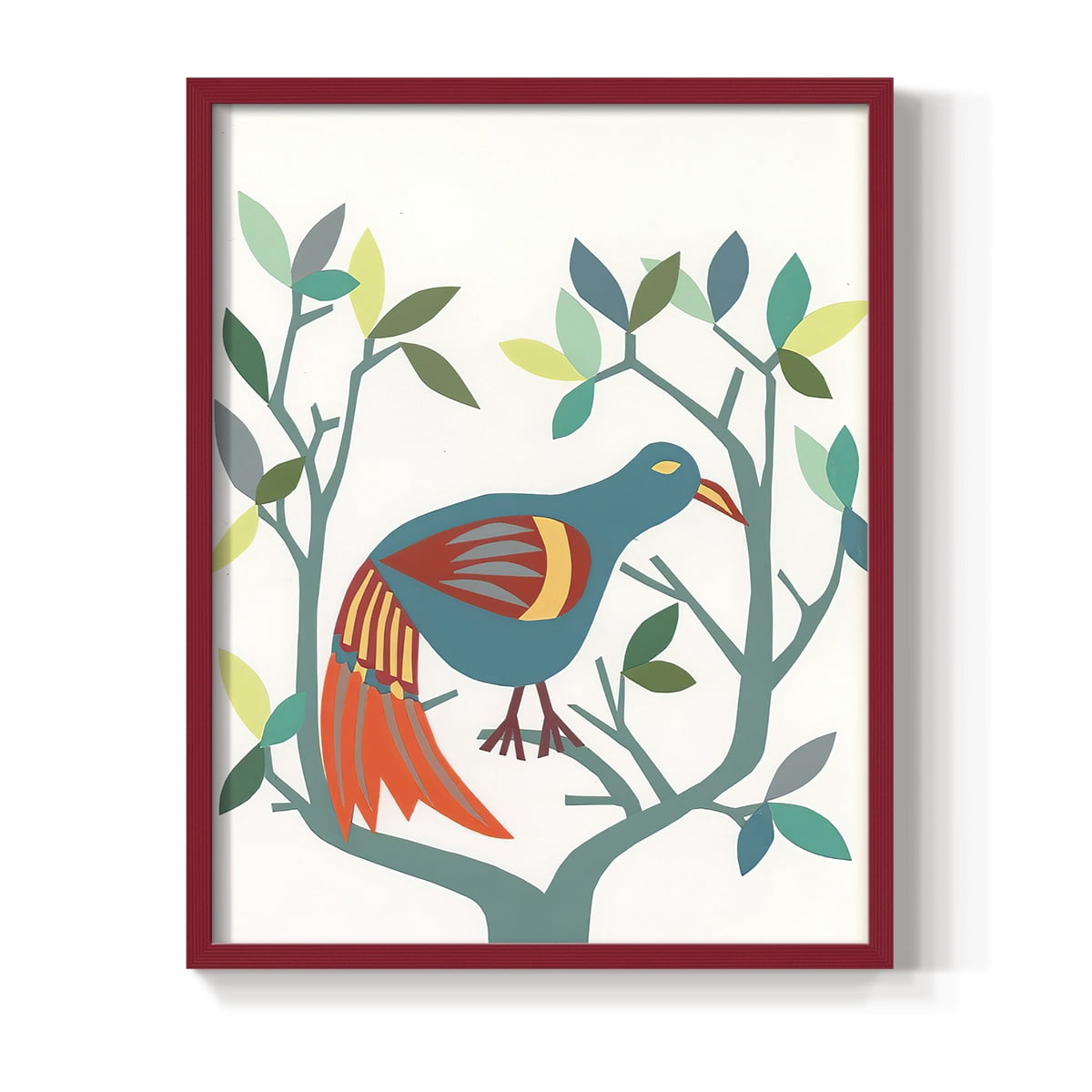 Whitty Bird II Framed Print in Red Solid Wood 8 x 10 Framed Print