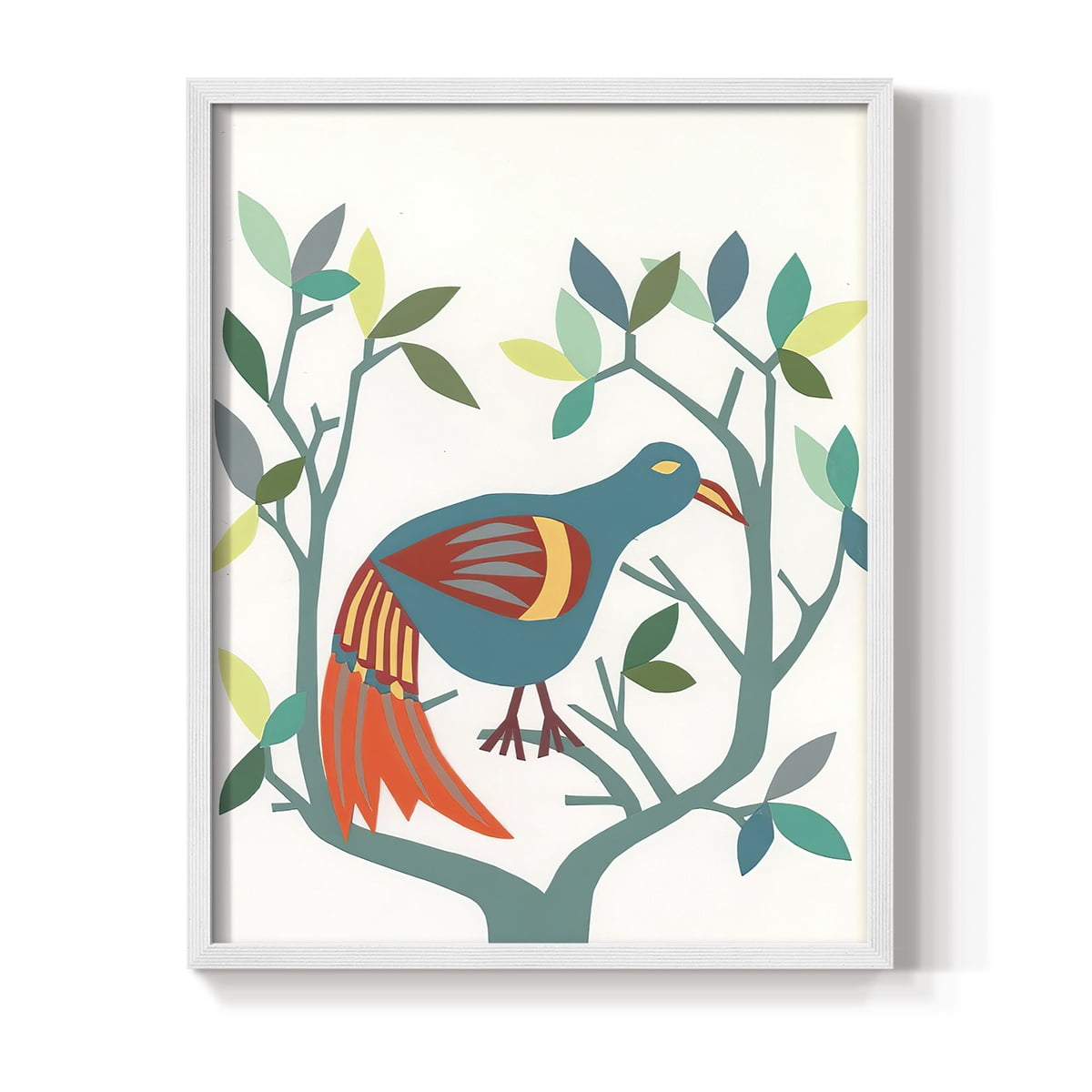 Whitty Bird II Framed Print in White Solid Wood 11 x 14 Framed Print