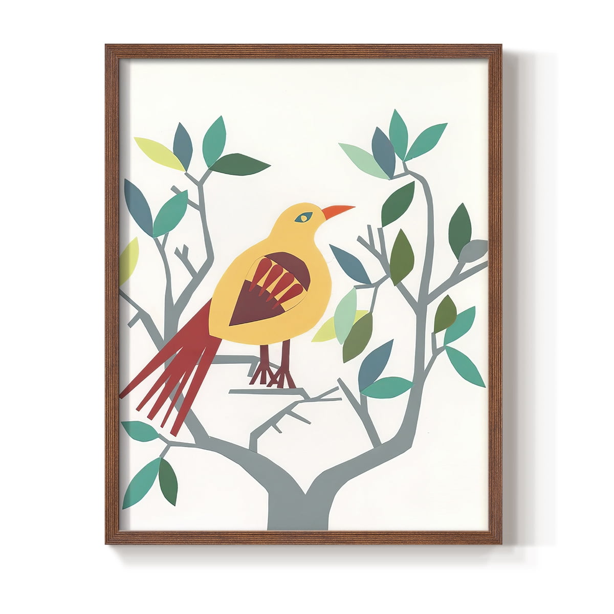 Whitty Bird III Framed Print in Brown Solid Wood 8 x 10 Framed Print