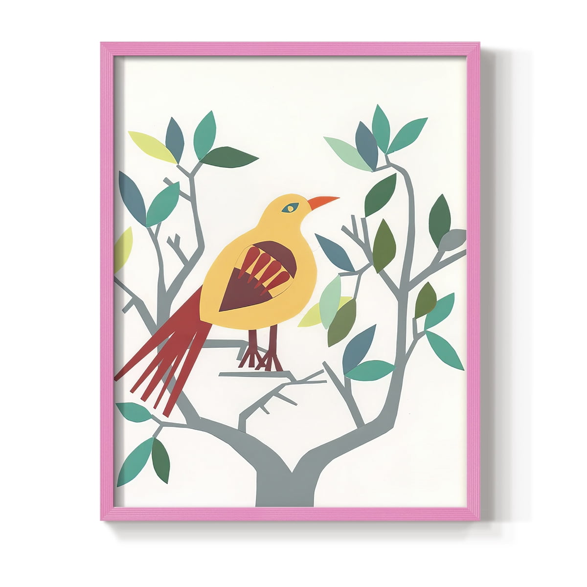 Whitty Bird III Framed Print in Pink Solid Wood 11 x 14 Framed Print