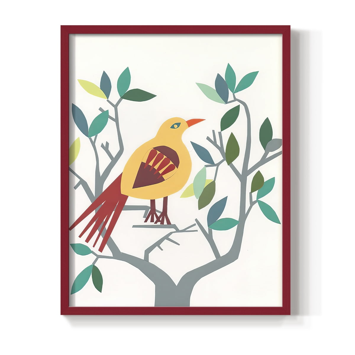 Whitty Bird III Framed Print in Red Solid Wood 11 x 14 Framed Print