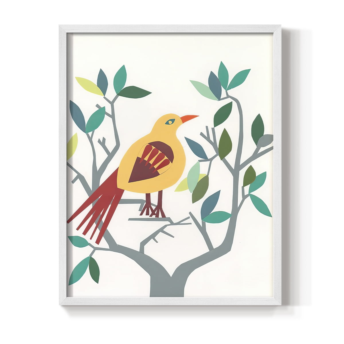 Whitty Bird III Framed Print in White Solid Wood 8 x 10 Framed Print