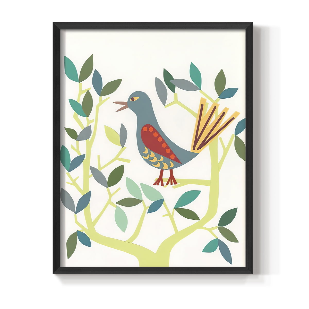 Whitty Bird IV Framed Print in Black Solid Wood 8 x 10 Framed Print