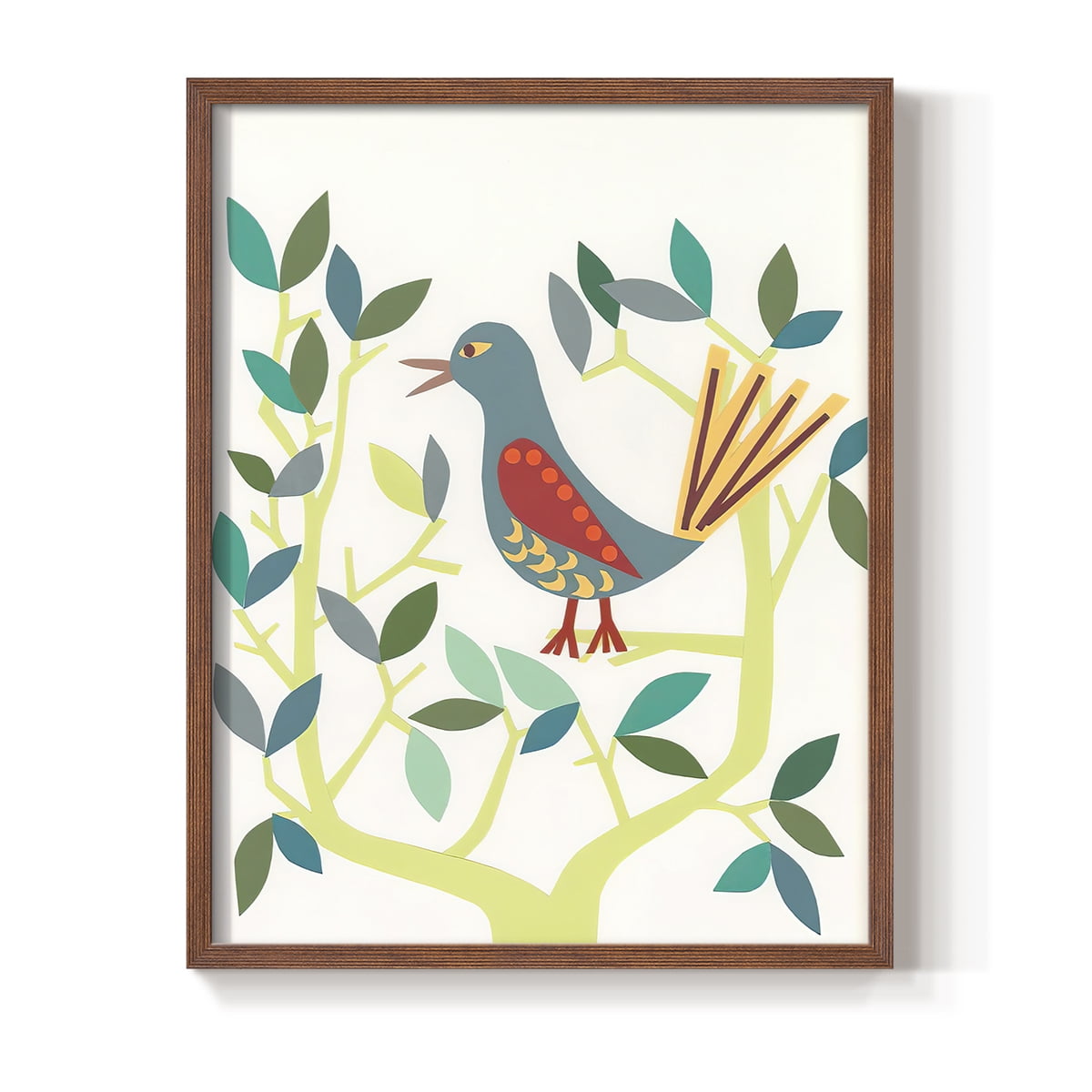 Whitty Bird IV Framed Print in Brown Solid Wood 11 x 14 Framed Print