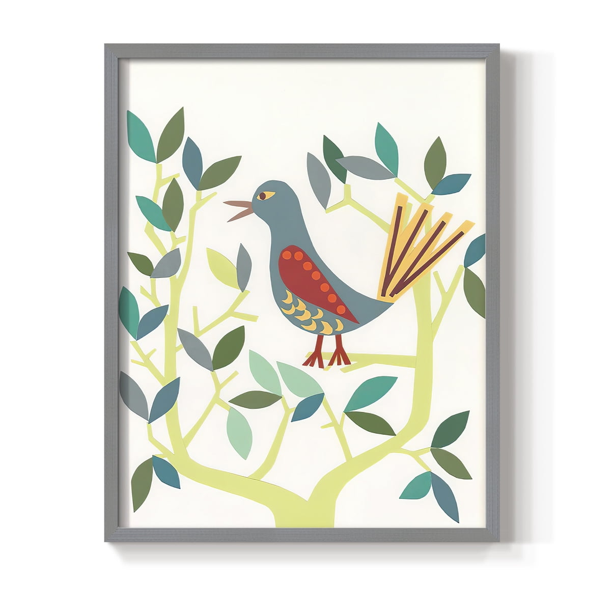 Whitty Bird IV Framed Print in Gray Solid Wood 8 x 10 Framed Print