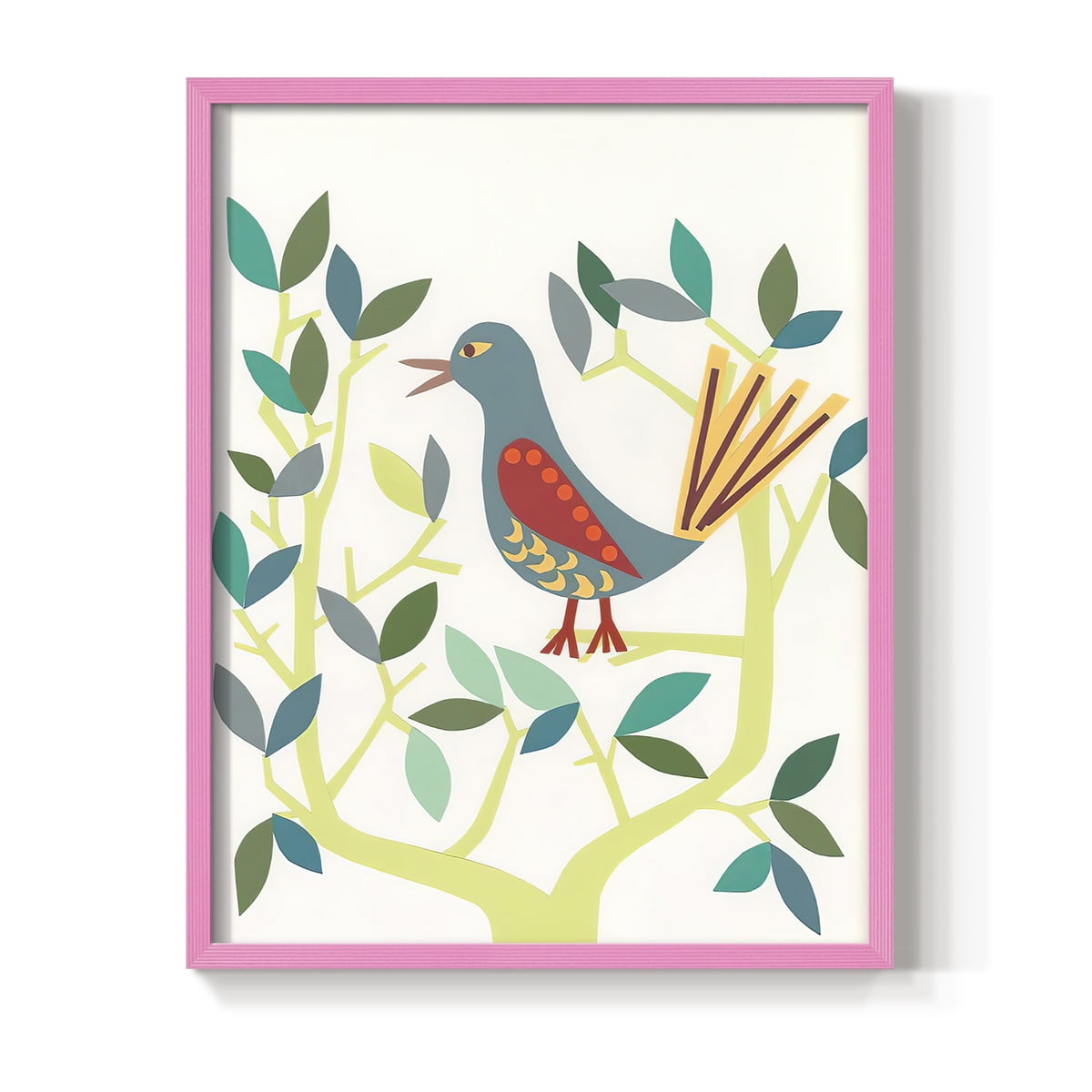 Whitty Bird IV Framed Print in Pink Solid Wood 8 x 10 Framed Print