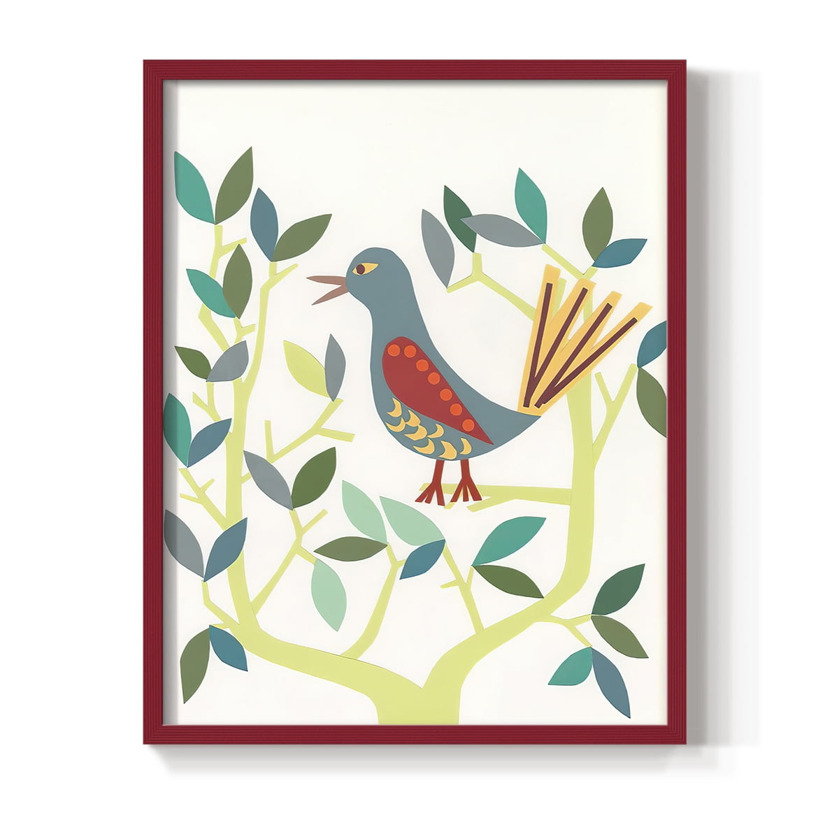 Whitty Bird IV Framed Print in Red Solid Wood 11 x 14 Framed Print