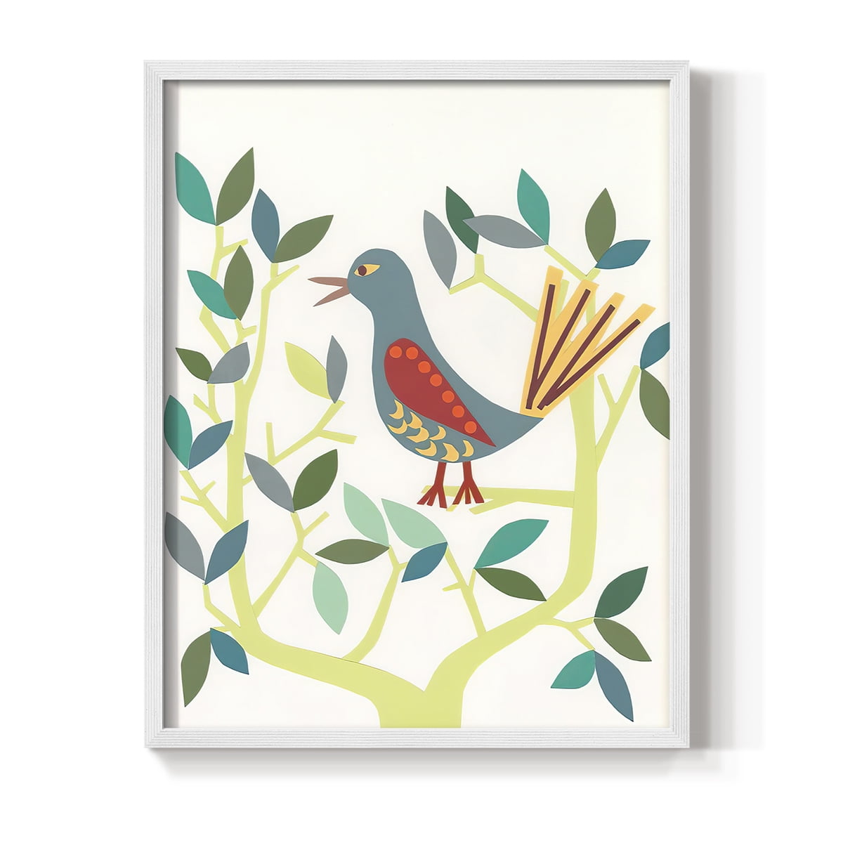 Whitty Bird IV Framed Print in White Solid Wood 11 x 14 Framed Print