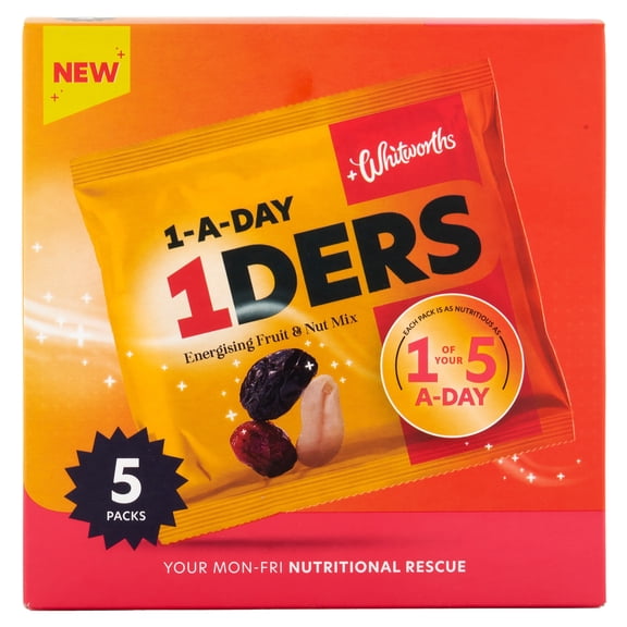 Whitworths 1-Ders Fruit & Nut Mix 5 x 30g Multipack, Imported from Britain
