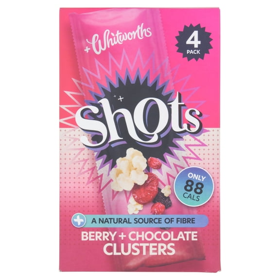 Whitworths Berry + Chocolate Clusters Shots 4 x 25g, Imported from Britain