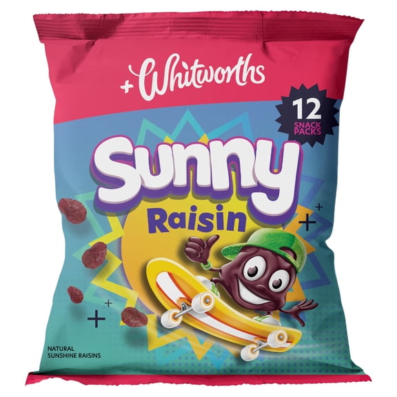 Whitworths Sunny Raisins 12X14G, Imported from Britain